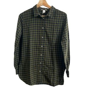 H&M Green and navy checkered button down size 6